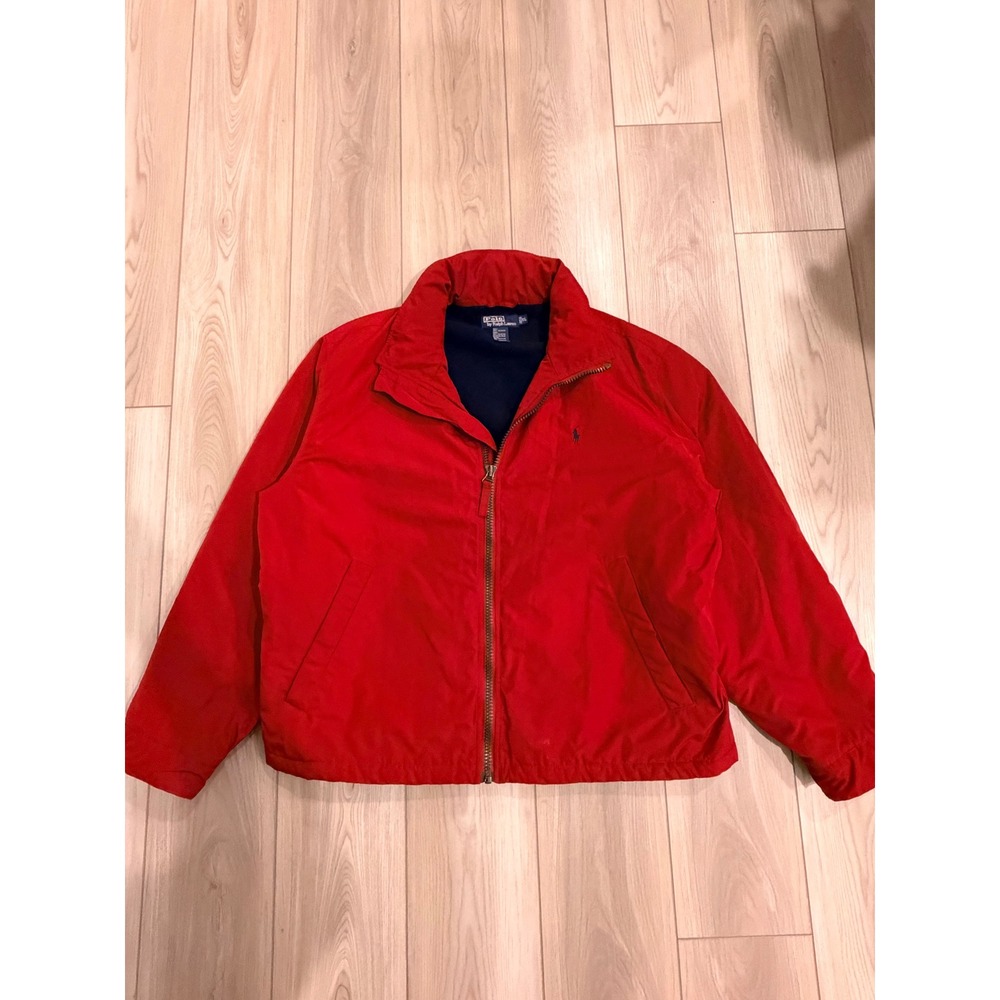 Vintage Polo Ralph Lauren puffer Jacket Mens XL Red Fleece Lined Full Zip Pony
